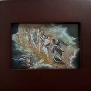 Vtg Wood Picture Frame Baroque Artwork Moody Gallery Angels Romantic Coquette